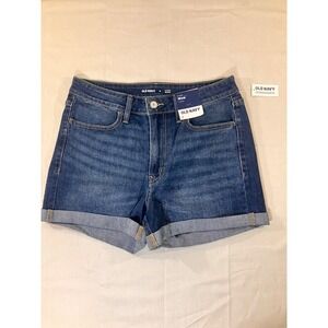Old Navy High-Rise Denim Shorts Women's Size 8 Blue Cuffed Hem Casual